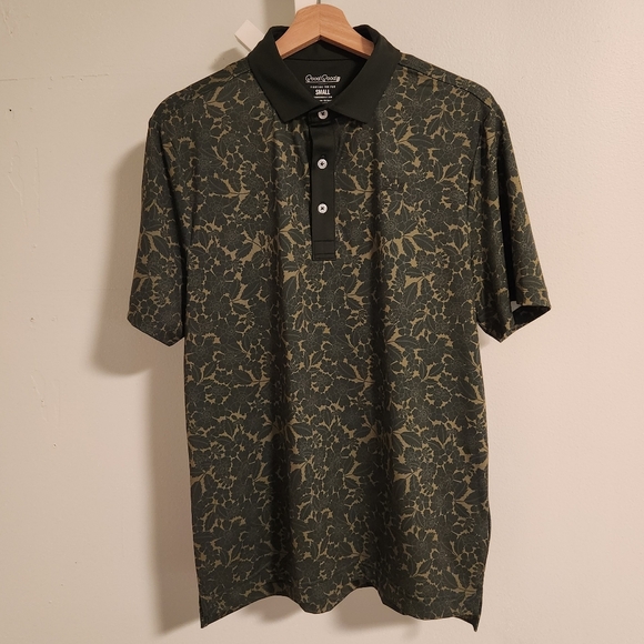 Good Good Golf "Vintage Vines" Performance Polo Olive Green Floral Small - Picture 4 of 13